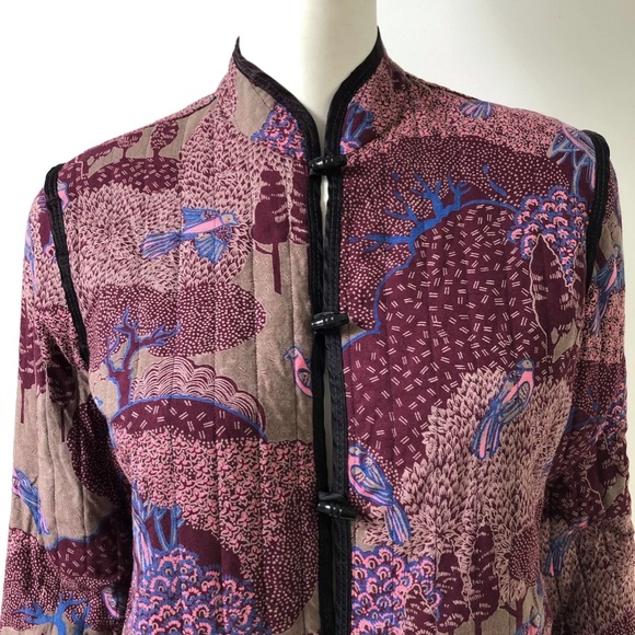 VTG Vintage 1970s / 70s Quilted Jacket Bird Nature Pattern - Picture 4 of 9